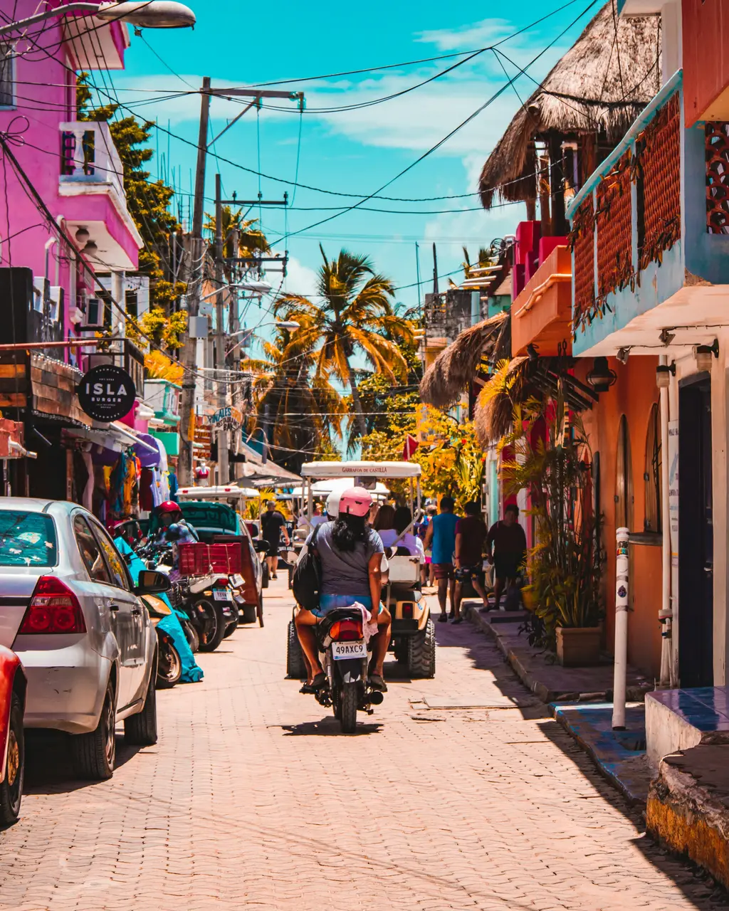 Colorful downtown street on Isla Mujeres