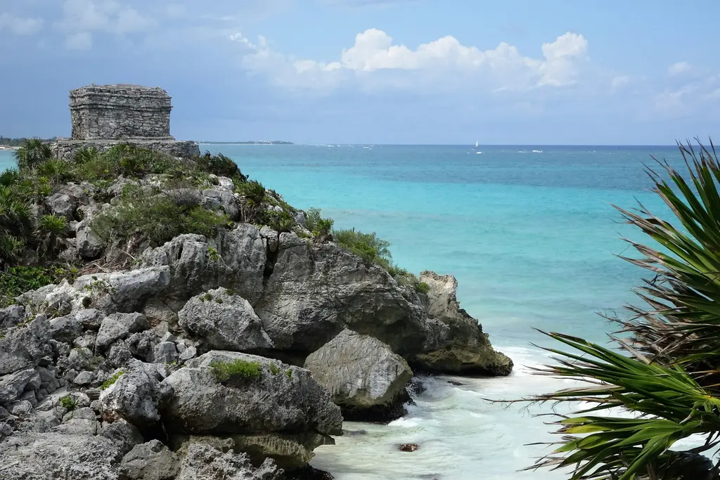 Temple of the Wind God in Tulum above the sea
