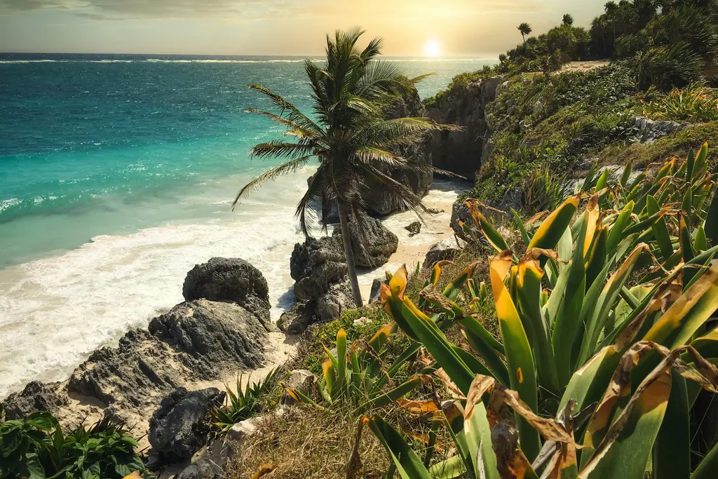 Tulum beach next to the archaeological site