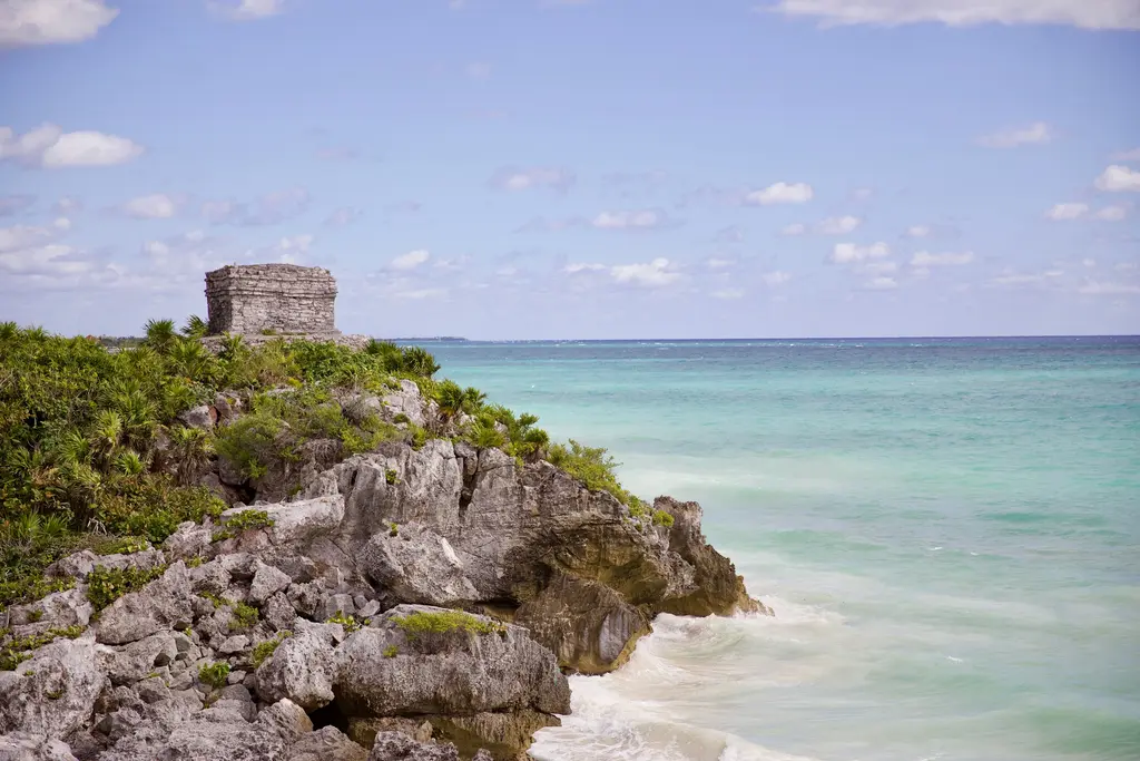 Tulum coastal ruins and turquoise sea